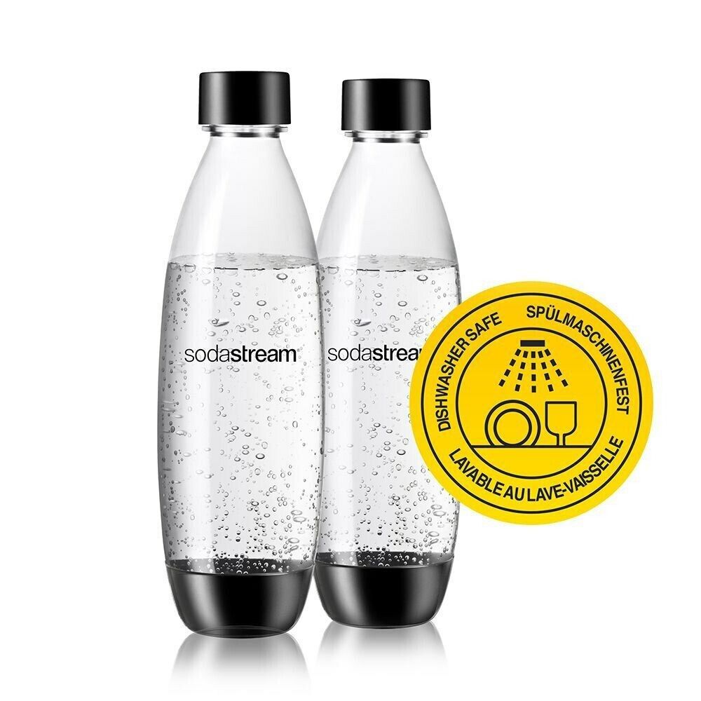 Sodastream Bottles Fuse Black (suited for sparkling water makers), 2 x 1 l