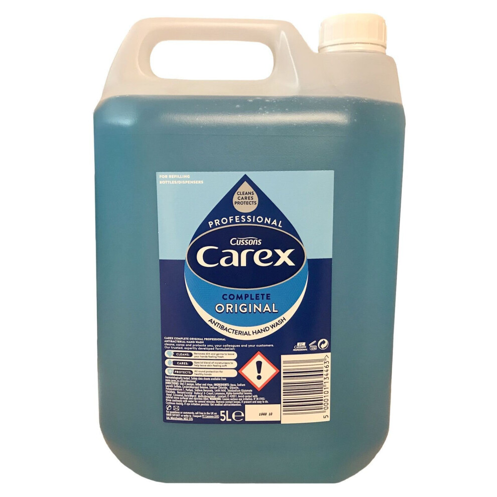 Carex Hand Soap Refill Antibacterial Liquid Blue 000313448 5 L