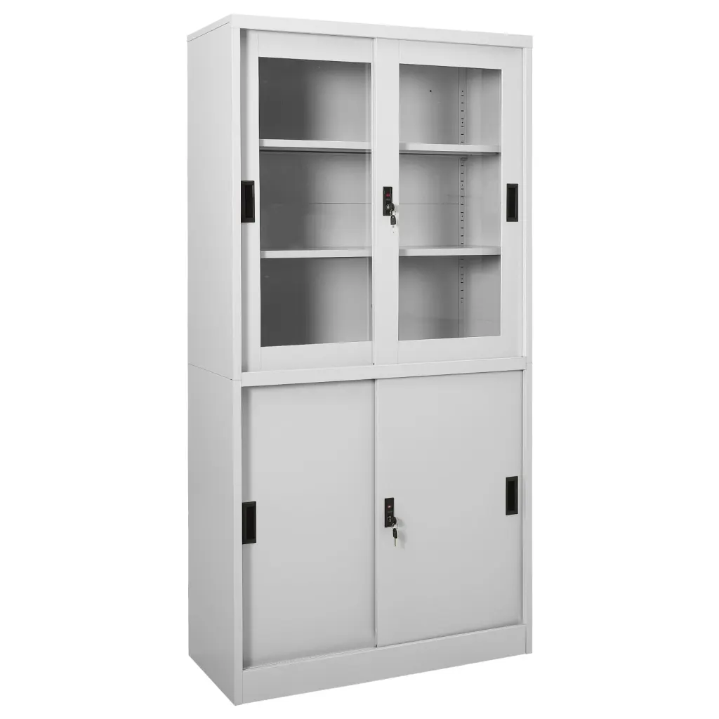 VidaXL Office Cabinet with Sliding Door Light Grey 90x40x180 cm Steel