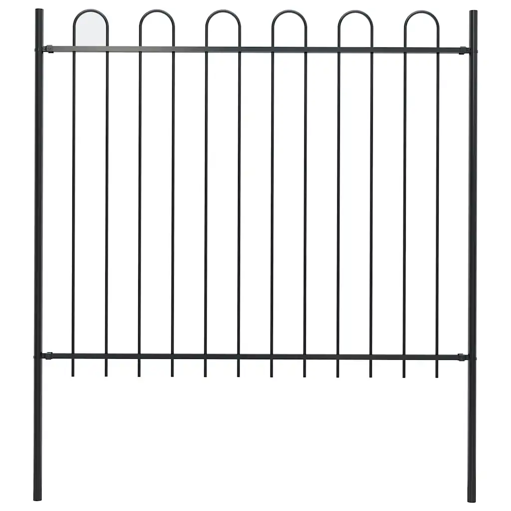 VidaXL Garden Fence with Hoop Top Steel 1.7 m Black