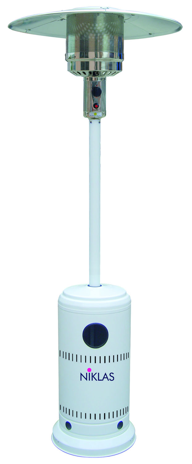 Niklas stufa a gas fungo 13kw termopatio bianco da esterno 25mq