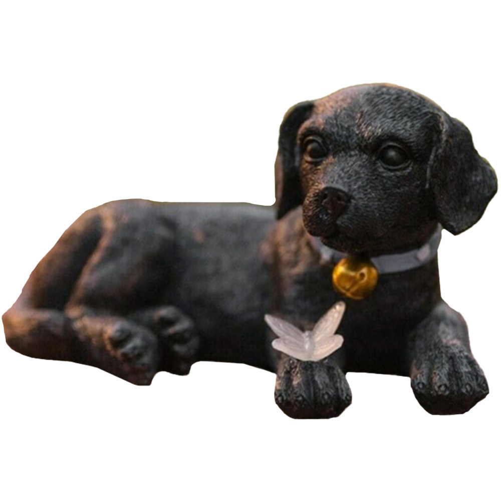 Garden Mile Garden Puppy Ornament with Solar Butterfly - Black