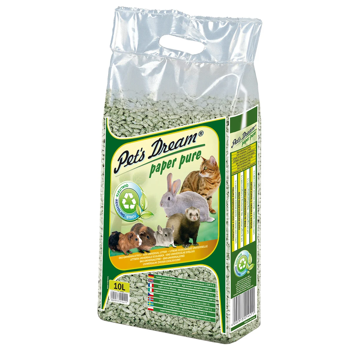 Cat's Best Pet's Dream Paper Pure Absorbent Litter for Cats & Small Pets, 10L - Paws