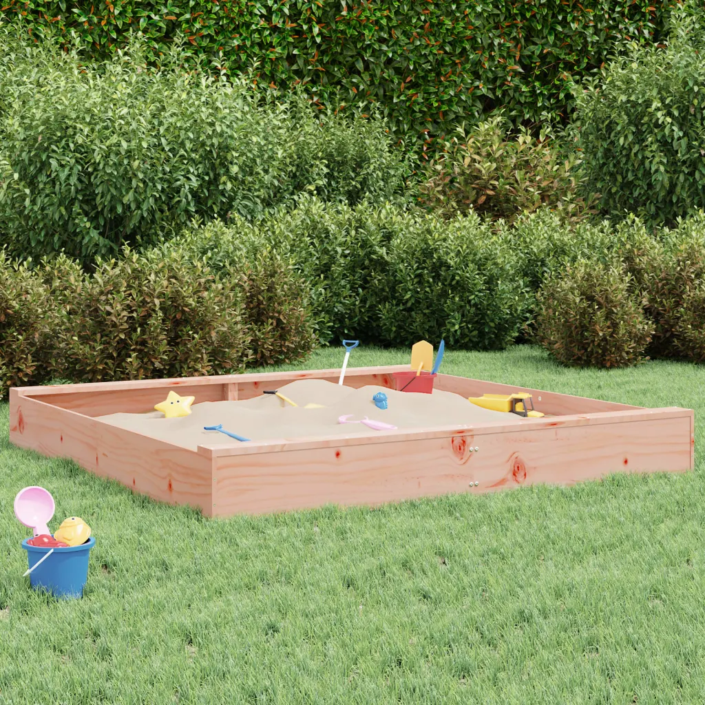 VidaXL (natural douglas, 160 x 160 x 20 cm) vidaXL Sandbox with Seats Kids Toy Outdoor Sandpit Square Solid Wood Pine