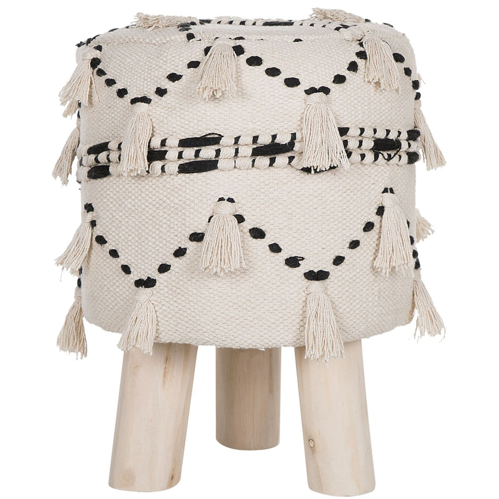 Beliani Retro Stool Thondi Beige Cotton