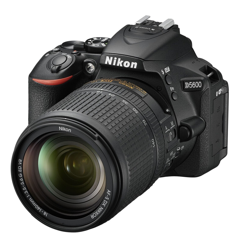 Nikon D5600 Digital SLR Camera with 18-140mm VR Lens, HD 1080p, 24.2MP, Wi-Fi, Optical Viewfinder, 3.2 Vari-Angle LCD Touch Screen, Black