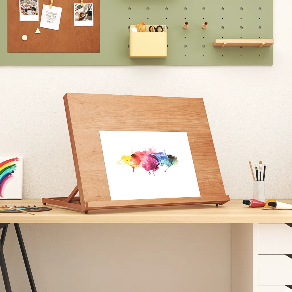 VidaXL Table Easel Wooden Art Easel Adjustable Table Box Easel Solid Beech Wood