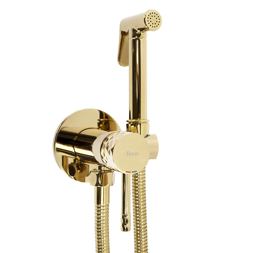 Rea Bidet Faucet Rea Lungo Loop Diamond Golden , Brass