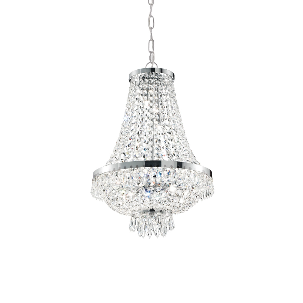 Luminaire Center The Italian Collection N25864 Caesar 6 Light Ceiling Chandelier in Polished Chrome & Crystal Finish
