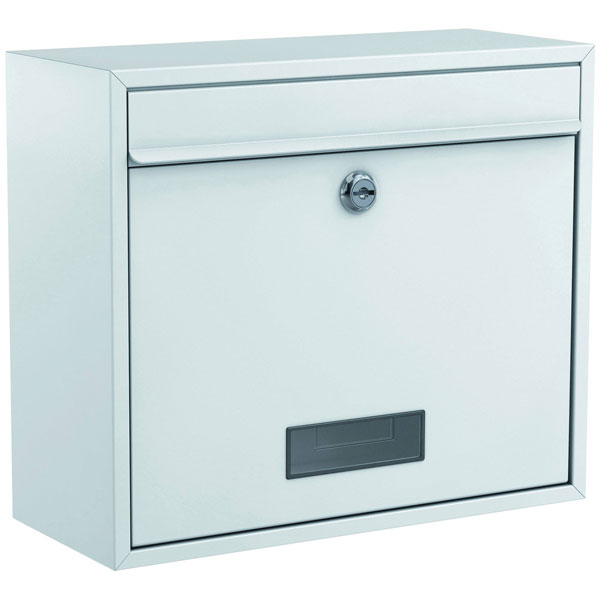 BASI 2170-1300 Letterbox Steel Matt White H320xW215xD82mm 2 Keys