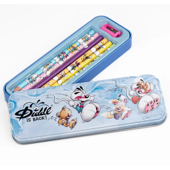 Kontiki Plumier métal 6 crayons de couleurs Diddl