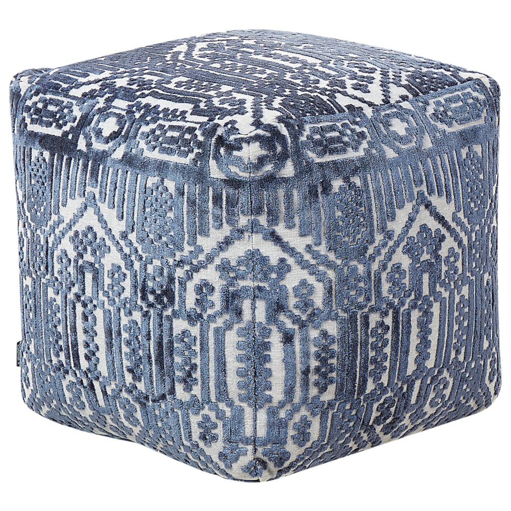 Beliani Boho Pouffe Sanawan Dark Blue