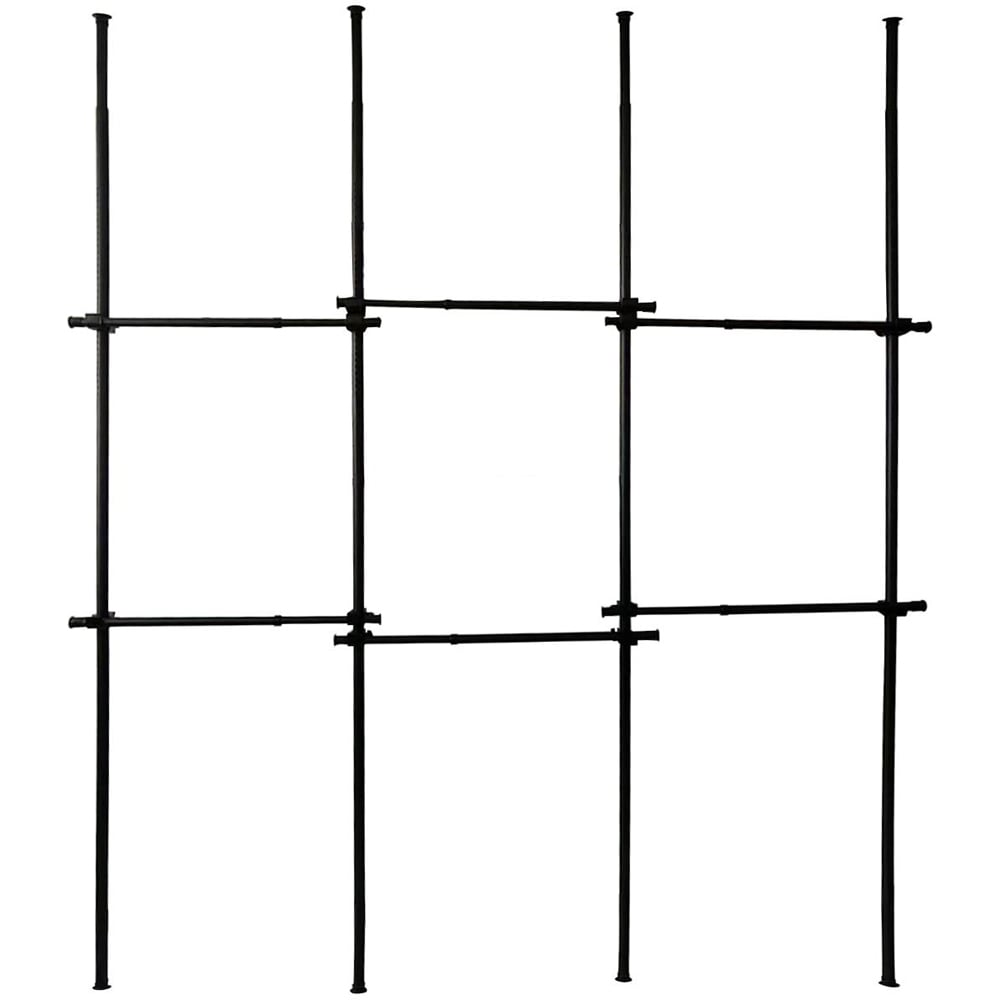 House Of Home Telescopic Clothes Rail Triple Wardrobe Hanging Rack Adjustable Storage Black