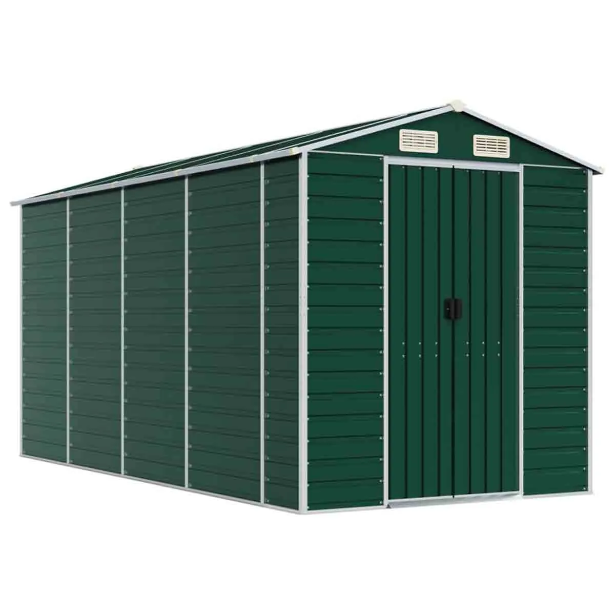 VidaXL Garden Shed Green 191x385x198 cm Galvanised Steel, Green