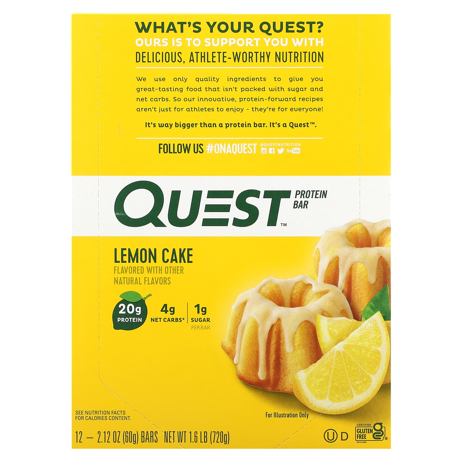 Quest Nutrition Bar 12x60g Lemon Cake