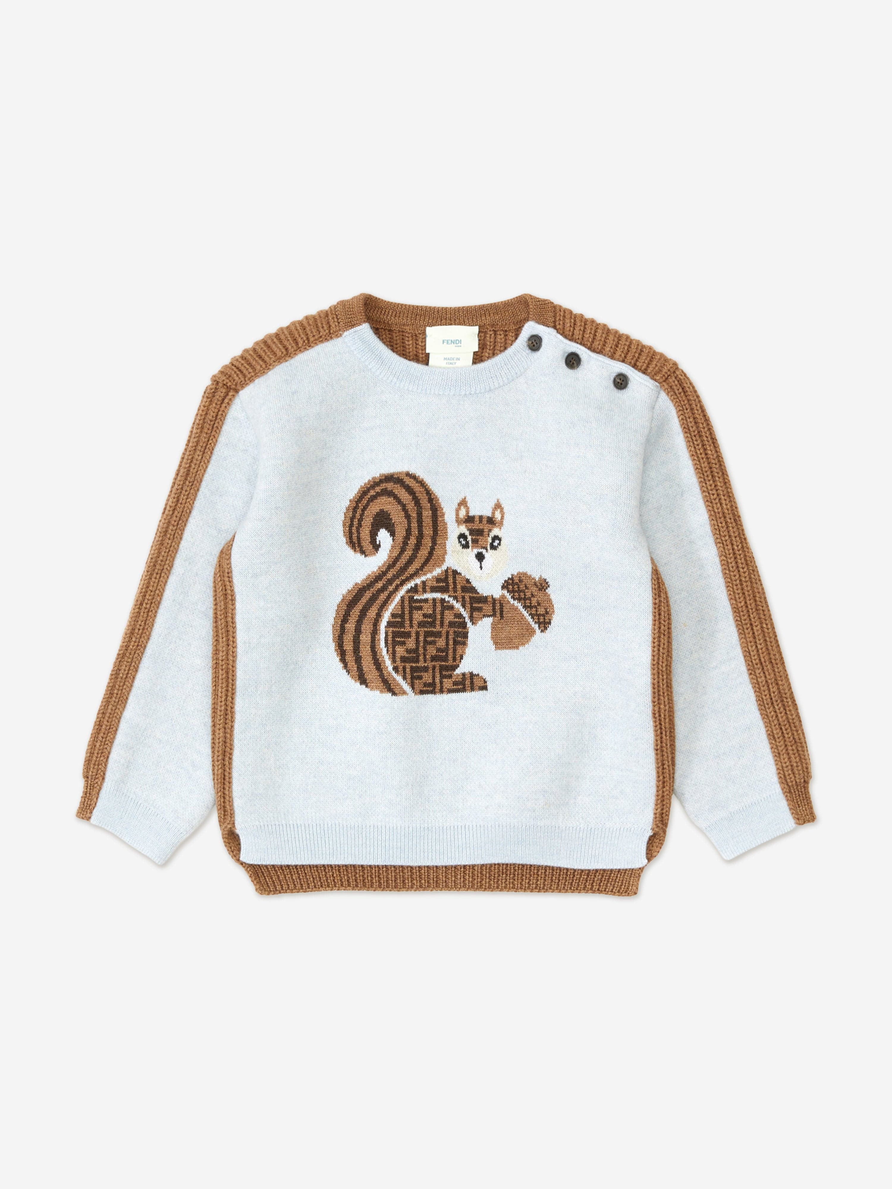Fendi Baby Wool Knit Squirrel Jumper in Blue