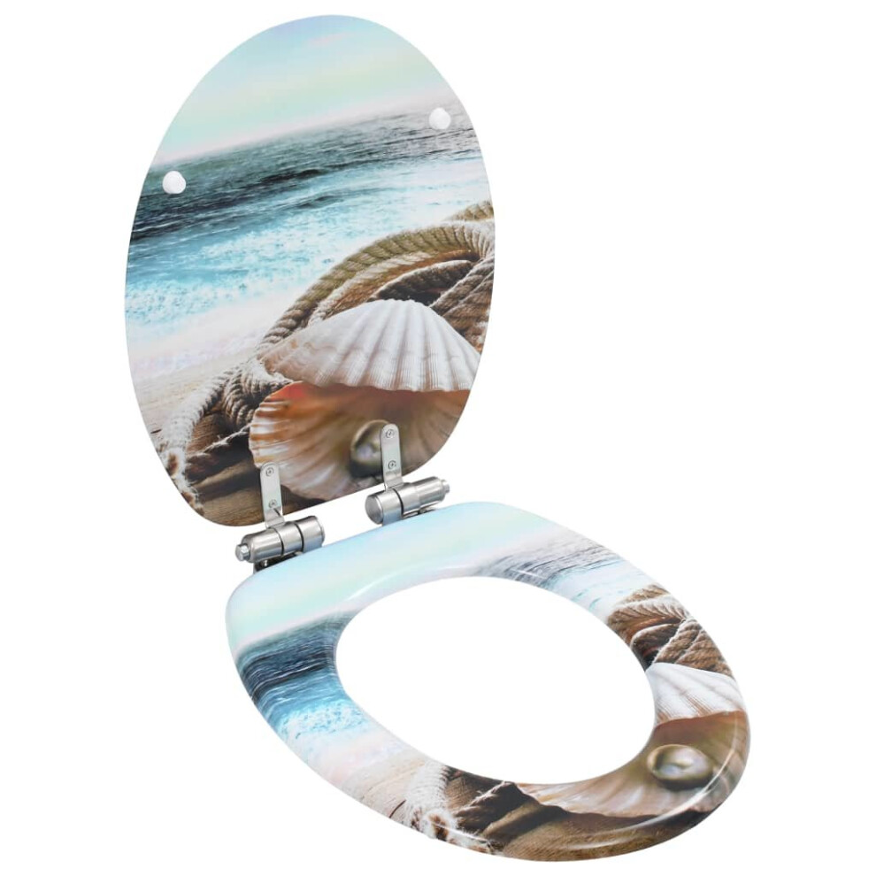 VidaXL WC Toilet Seat with Soft Close Lid MDF Muschel Design