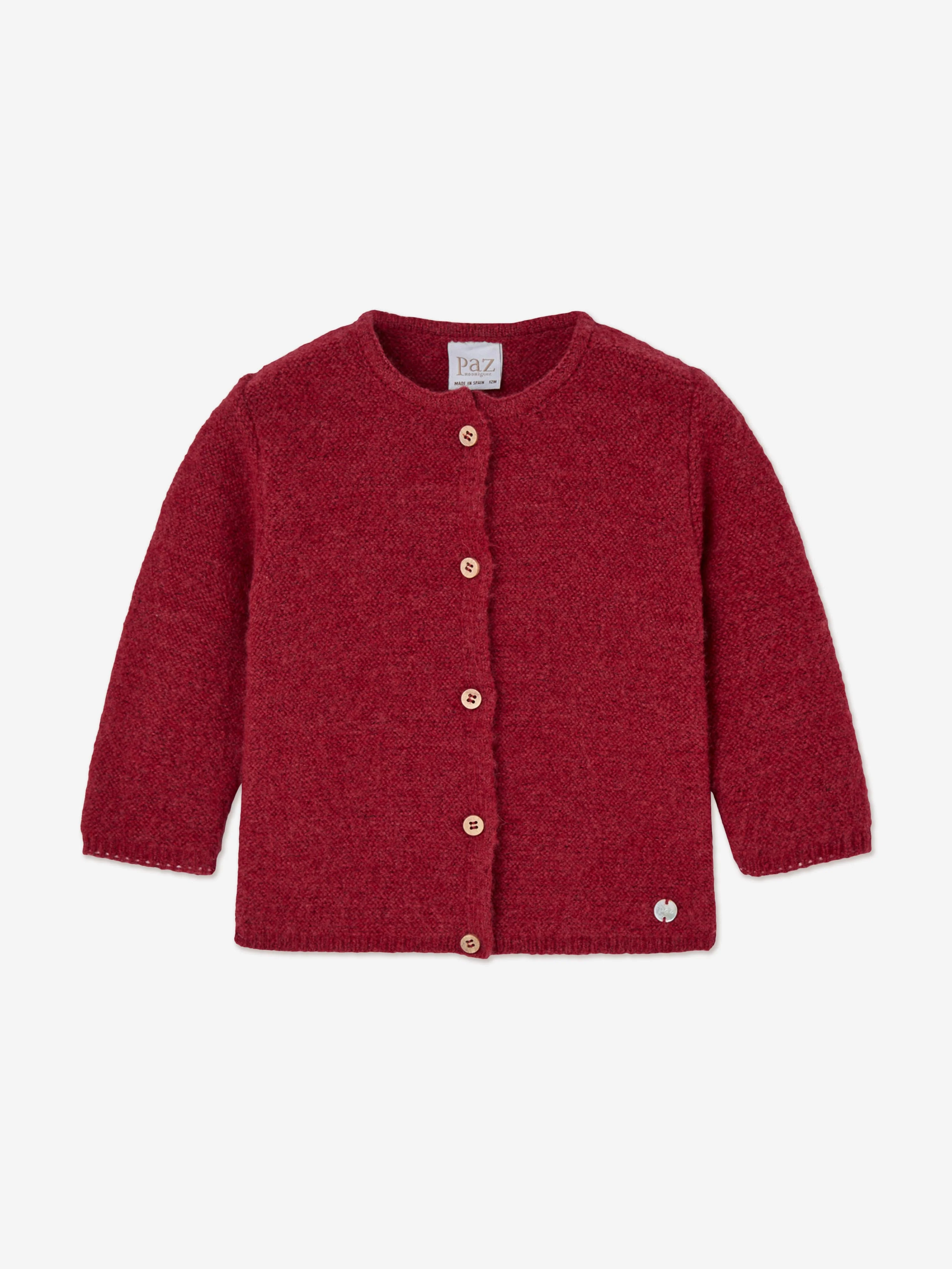 PAZ Rodriguez Baby Knitted Cardigan in Red 24 Months By Childsplay Clothing