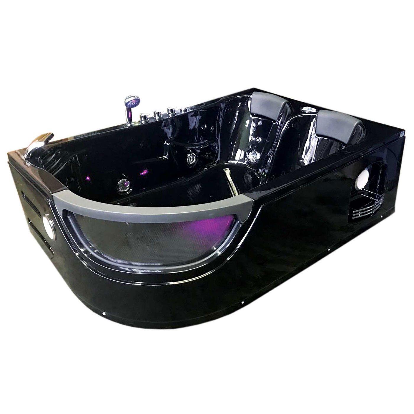 Simba Orion Whirlpool Bath Tub Spa 180 x 120 cm Corner Bath Bathtub Hot Tub black