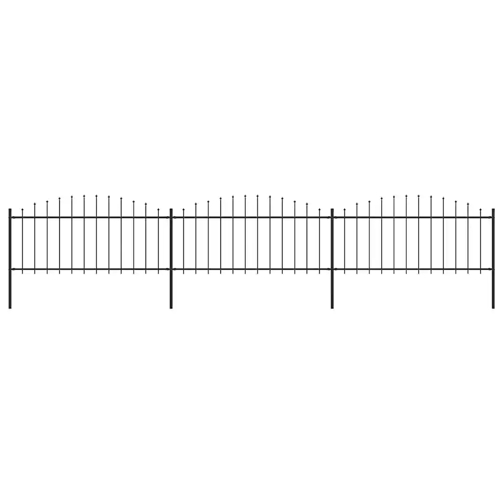 VidaXL Garden Fence with Spear Top Steel (0.5-0.75)x5.1 m Black
