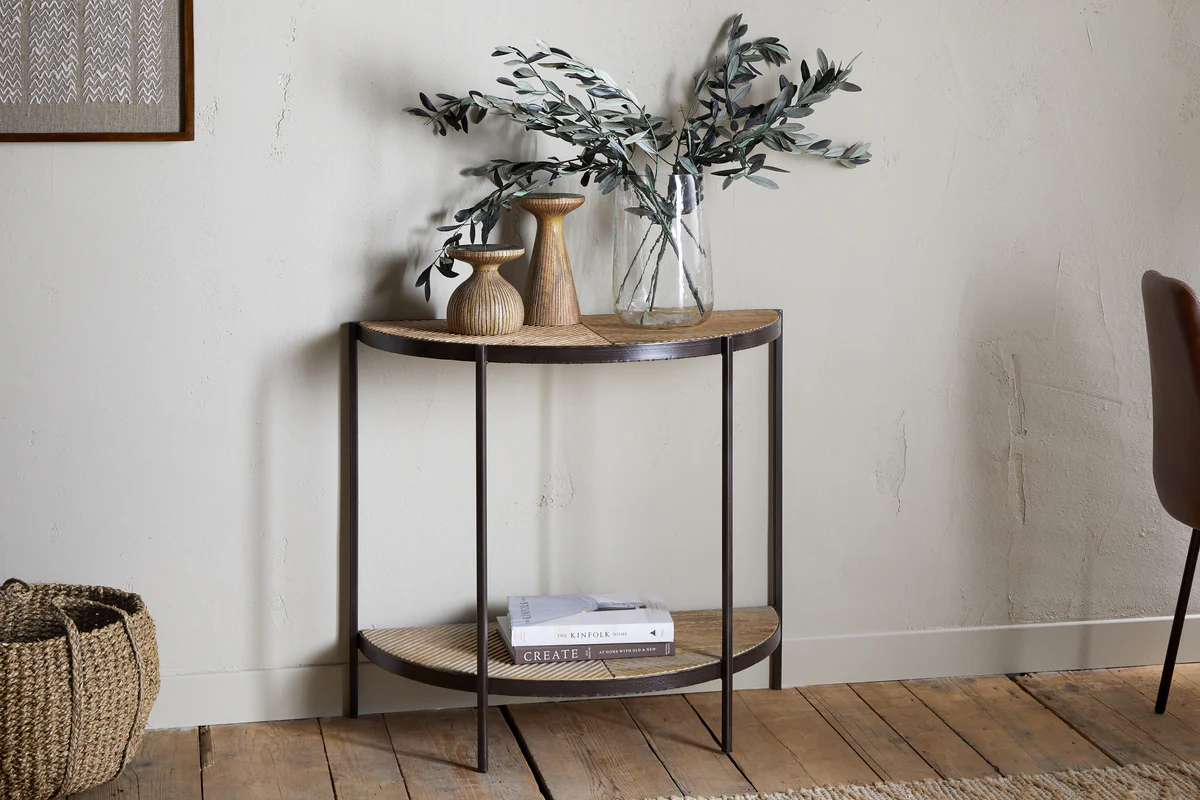 Nkuku Aasha Mango Wood Half Moon Console Table | Tables | Natural