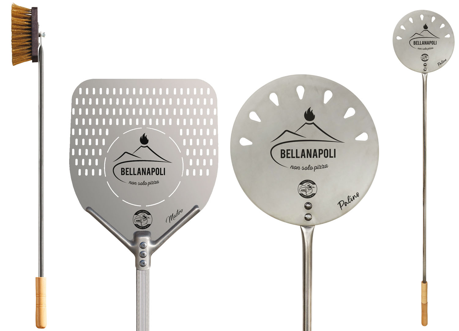 Senza MarcaGenerico Pale da forno a legna accessori per pizza con spazzola per pulizia Bella Napoli