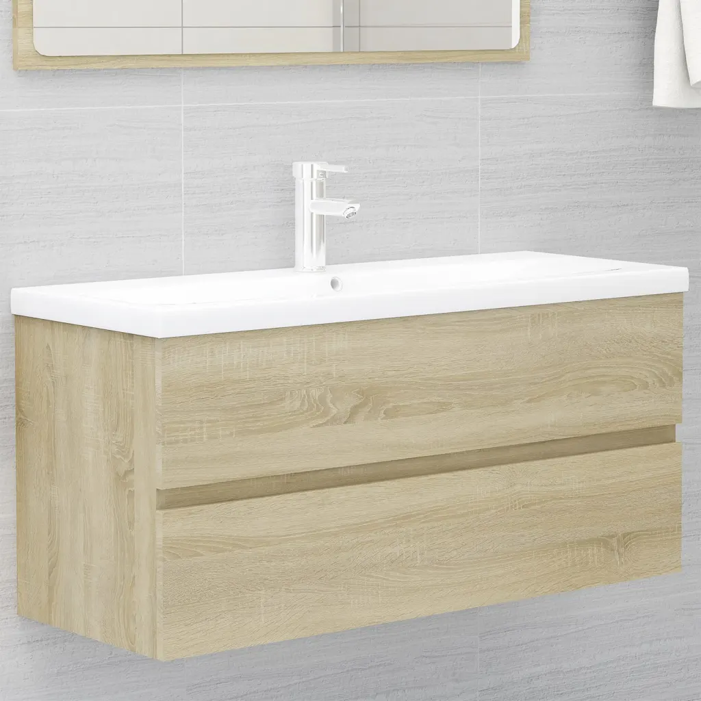 VidaXL Sink Cabinet with Built-in Basin Sonoma Oak Chipboard