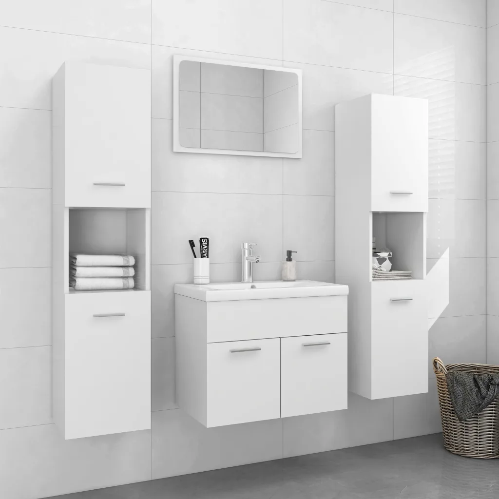 VidaXL Bathroom Furniture Set White Chipboard