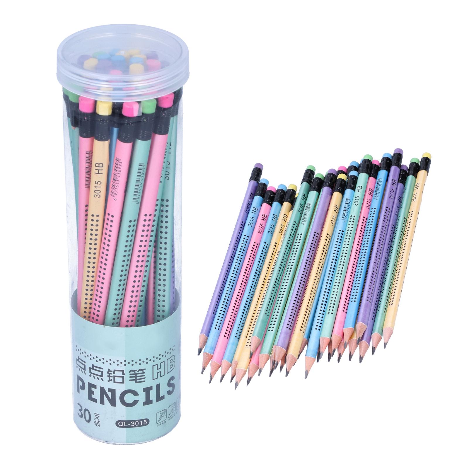 GoolRC 30Pcs HB Pencil NonSlip MultiColor with Eraser Children Student Writing Drawing Tools