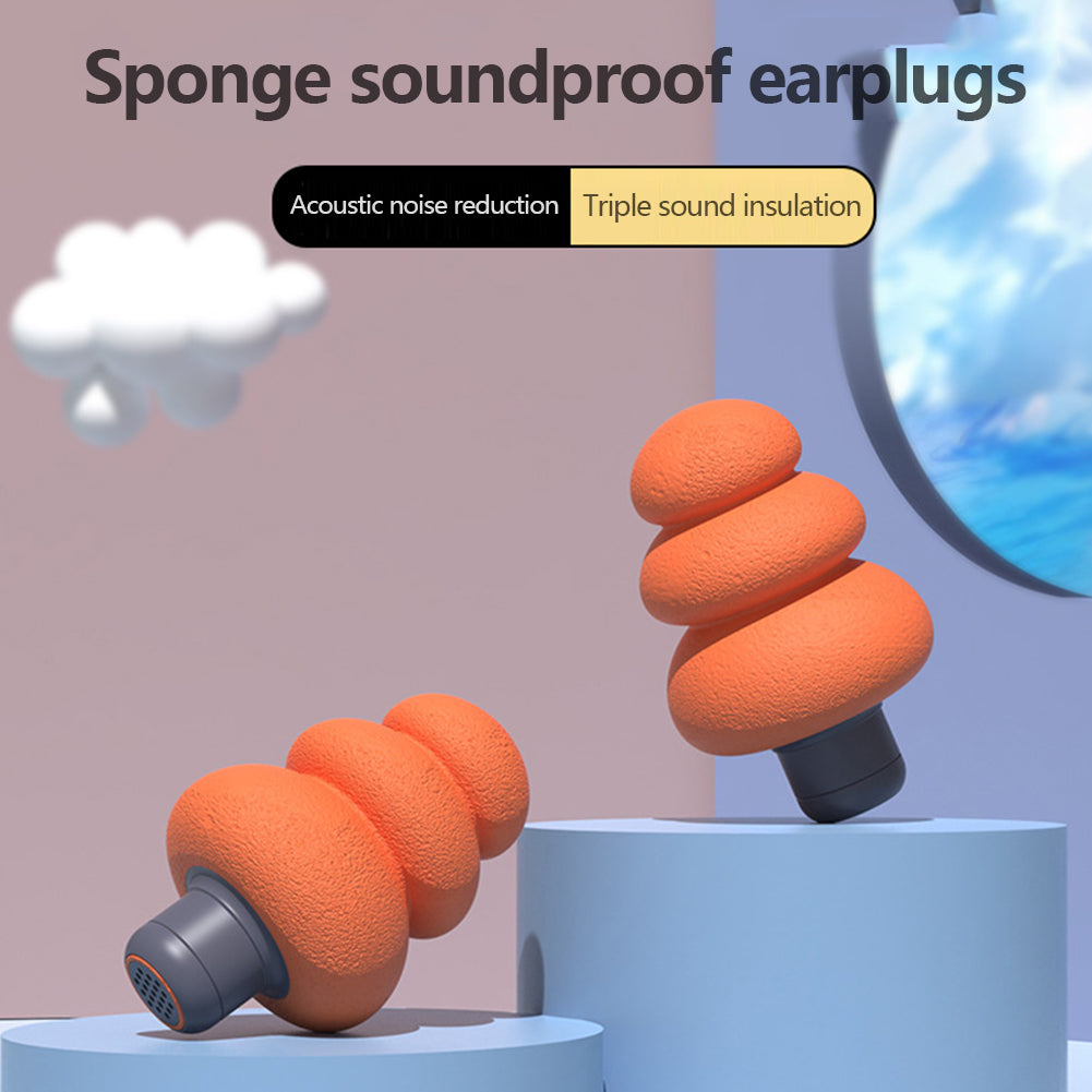 LChome 4Pcs Sponge Soundproof Earplugs 3-Layers Spiral Silicone Earplug Washable Noise Reduction Sound Insulation Sleeping Ear Plugs