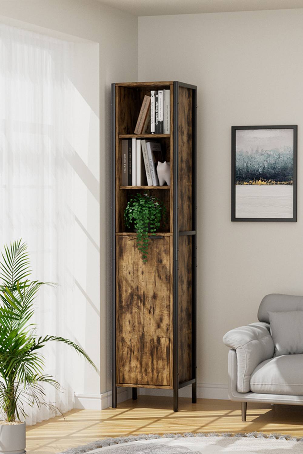 Living And Home 5-tier Tall Single-door Storage Cabinet
