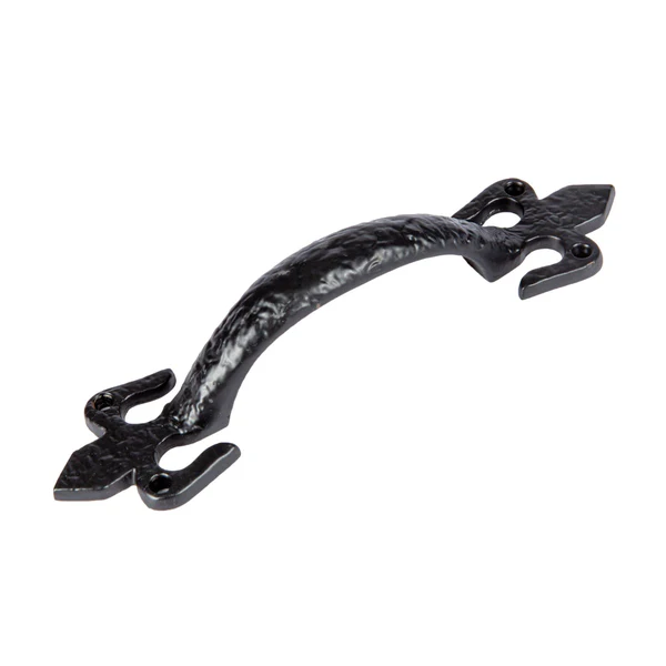 200mm Black Rustic Fleur De Lis Door Handle | By Hammer & Tongs