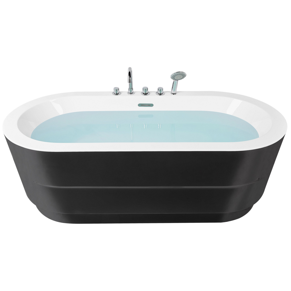 Beliani Freestanding Bath With Fixtures 1700 X 800 mm Black Empresa