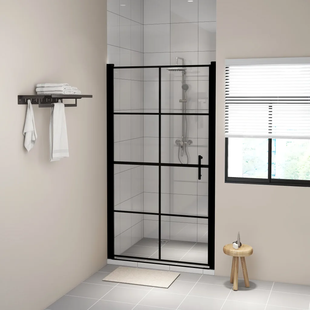 VidaXL Shower Doors Tempered Glass 100x178 cm Black