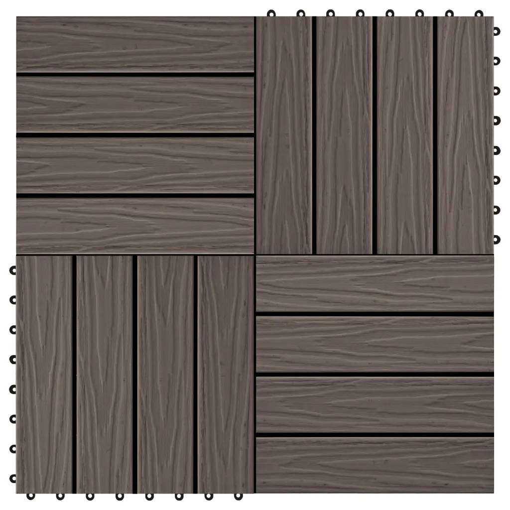 VidaXL 11 pcs Decking Tiles Deep Embossed WPC 30x30cm 1sqm Dark Brown