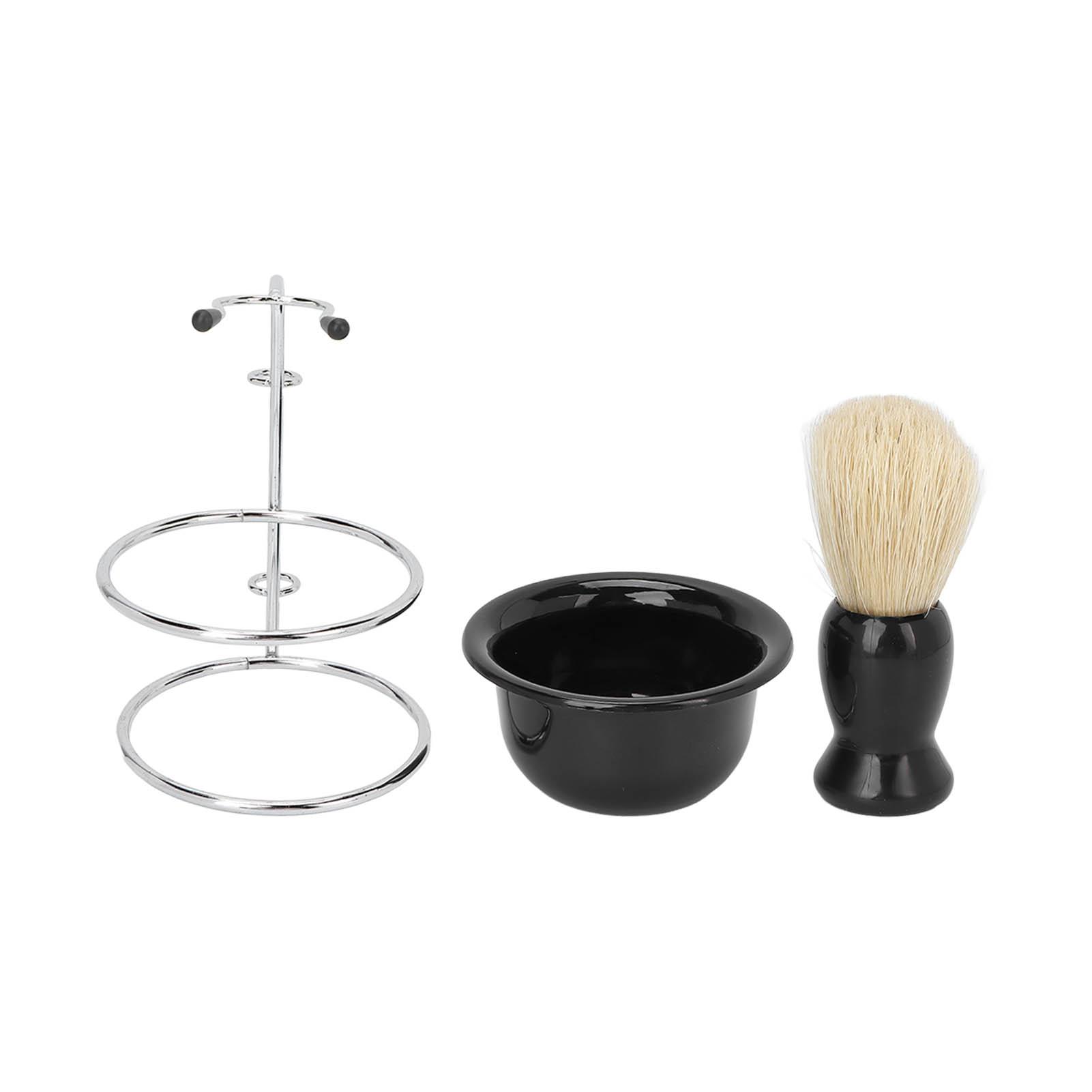 Koogeelife 3pcs Professional Manual Shaving Brush Set Beard Shaving Brush Bowl Safety Shaving Stand Kit