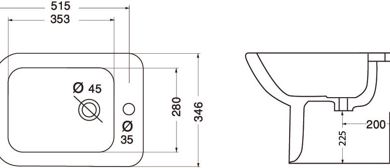 Senza MarcaGenerico Bidet per wc in porcellana bianco con predisposizione rubinetto Jasmine