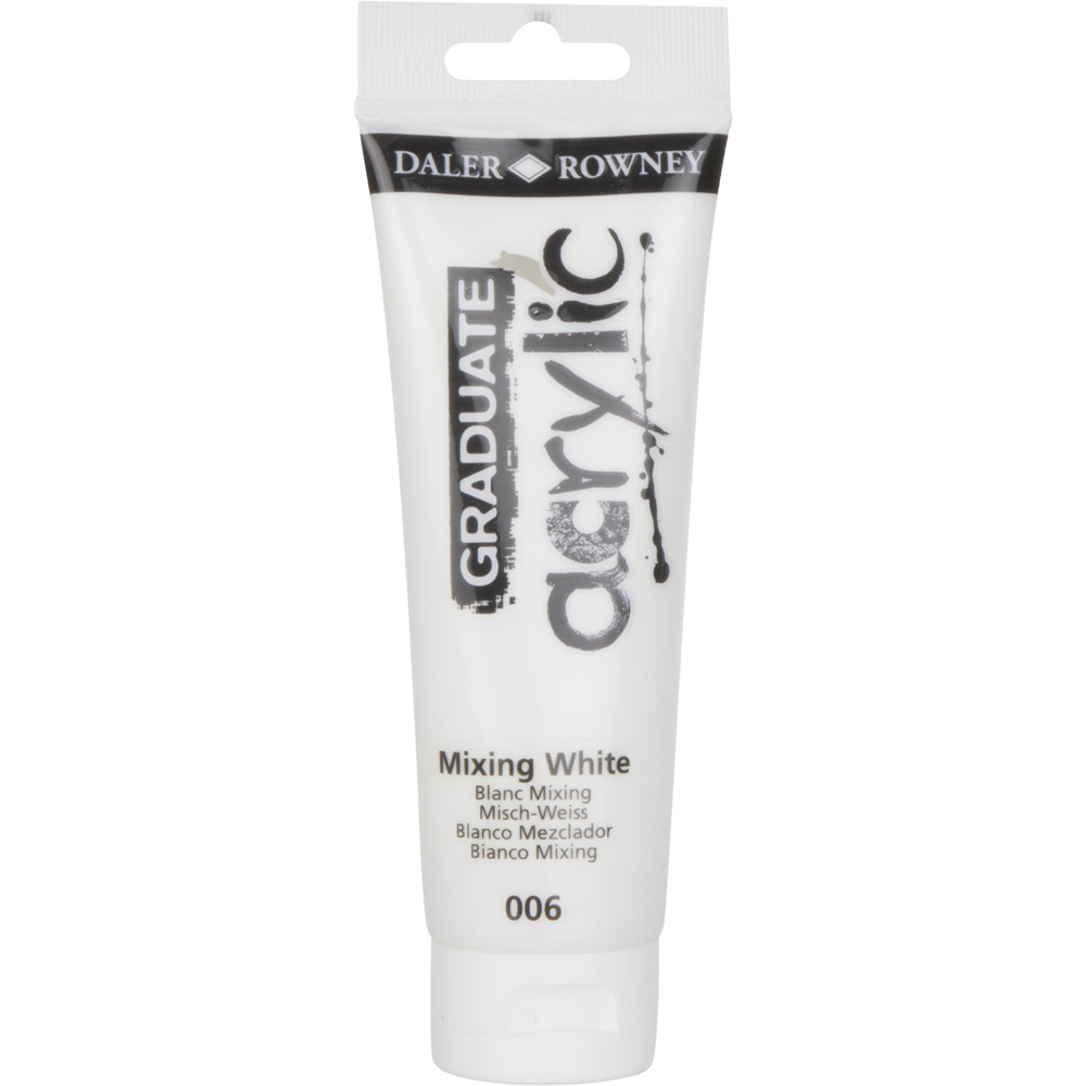 The Works Daler-Rowney Graduate Acrylic 120ml Paint Tube Mixing White
