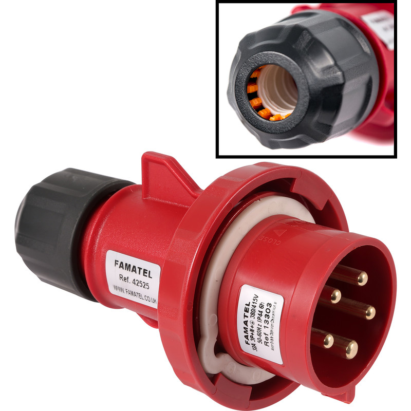 Famatel Industrial Watertight Plug Ip67 415v 32a 3pn+e