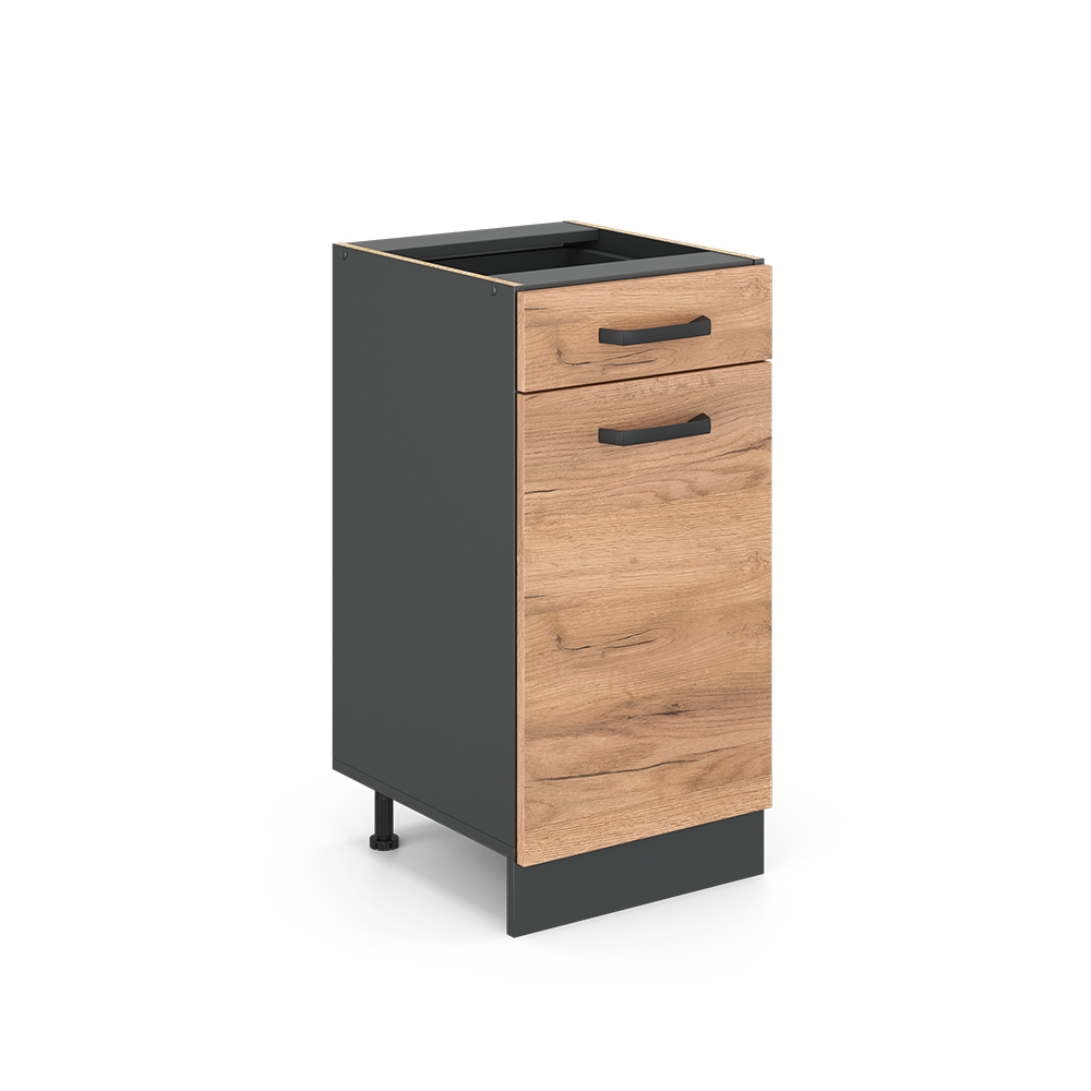 Oskar Kinderland 82Cm H x 40Cm W x 46Cm D Oak Base Unit Cabinet gray,brown