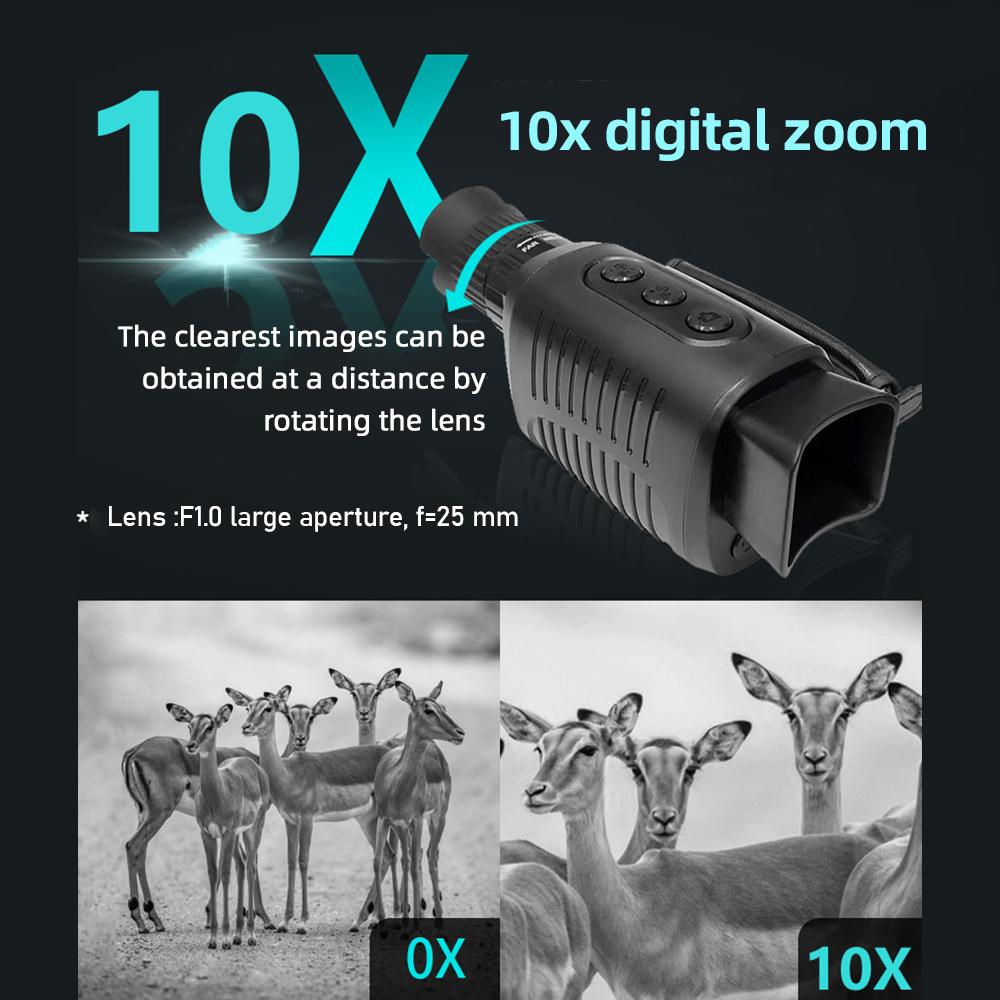 TOMTOP JMS 2.5K Night Vision Goggles Digital Night Vision Monoculars IP54 Waterproof 10X Digital Zoom Viewing black