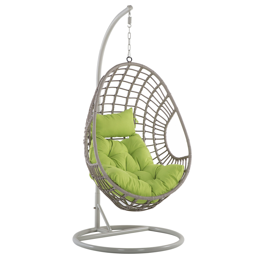 Beliani Hanging Chair With Stand Arpino Pe Rattan Beige