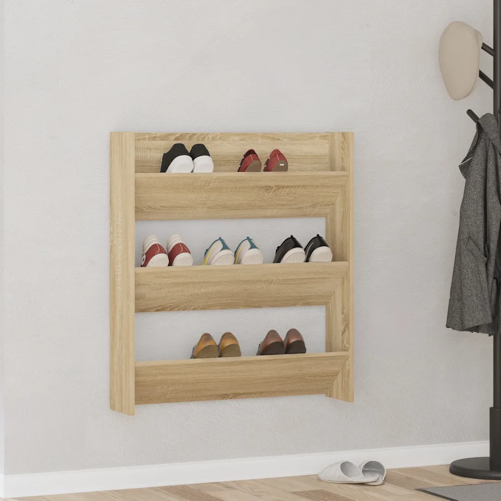 VidaXL Wall Shoe Cabinet Sonoma Oak 80x18x90 cm Chipboard