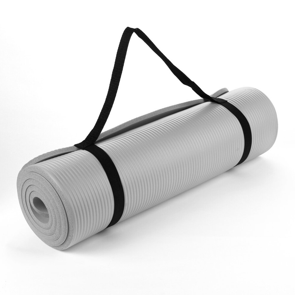 TnP Accessories (Light Grey) NBR Yoga Mat for Pilates Gym Exercise 15mm Thick