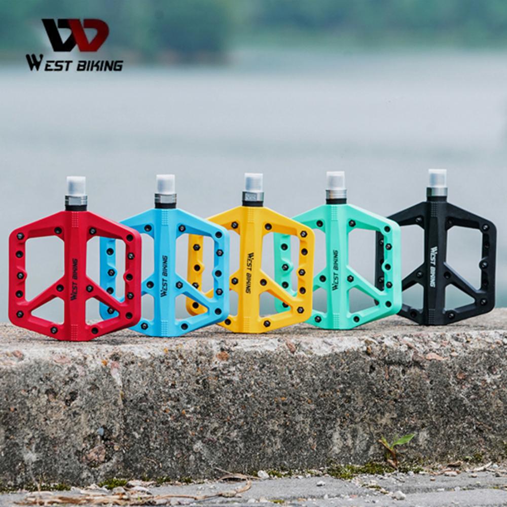 WEST BIKING Ultralight Nylon Bicycle Pedals 2 Sealed Bearings Bike Pedals AntiSlip Waterproof Wide Bike Pedals