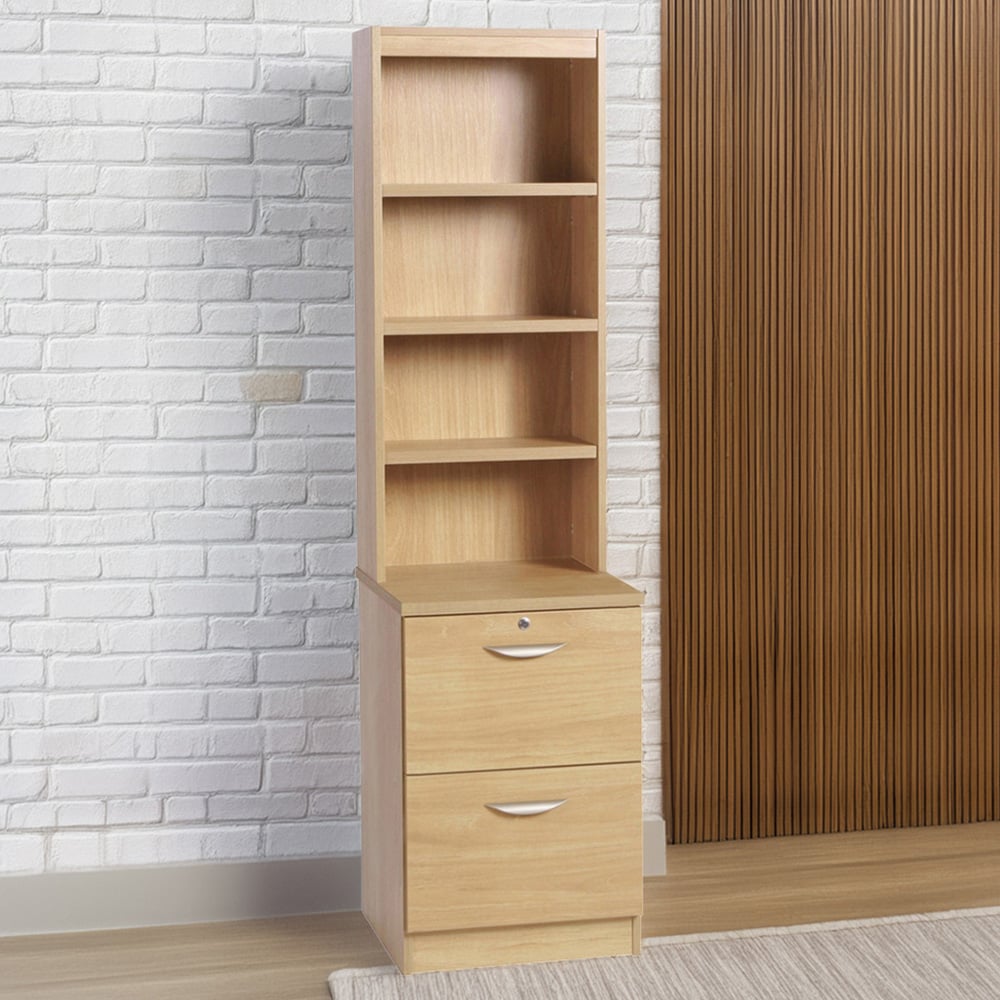 R White Cabinets Brown 2 Drawer 4 Shelf Filing Cabinet with Hutch