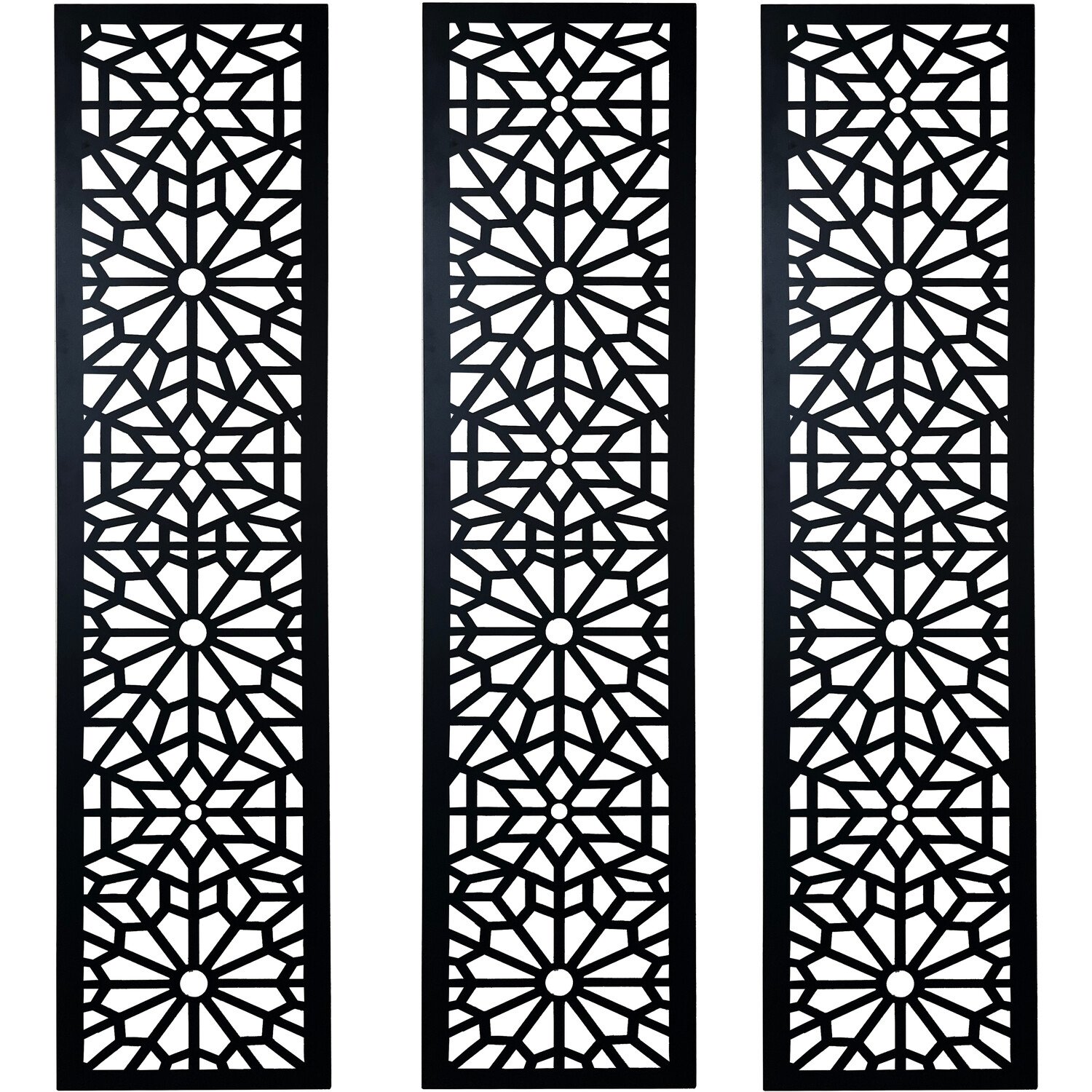 Set of 3 Indoor/Outdoor Metal Wall Screens - Black