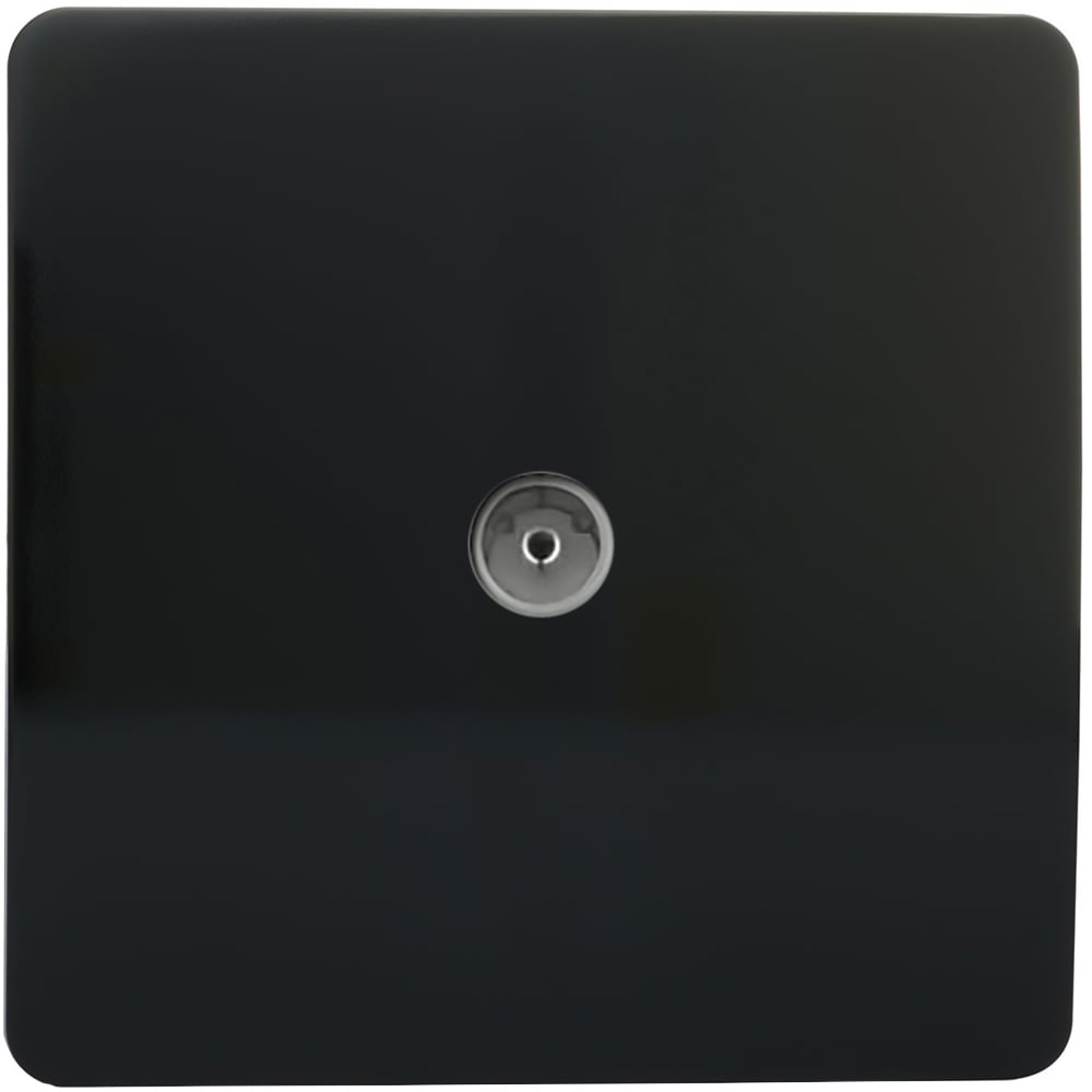 Trendi Switch 1 Gang Female Piano Black Co-Axial Television Socket