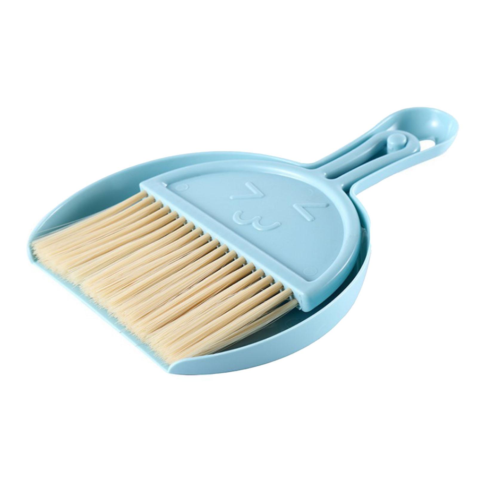 COSYHOME Mini Broom Dustpan Set Smile Face Plastic Handheld Efficient Cleaning Portable Tiny Brush Dustpan blue
