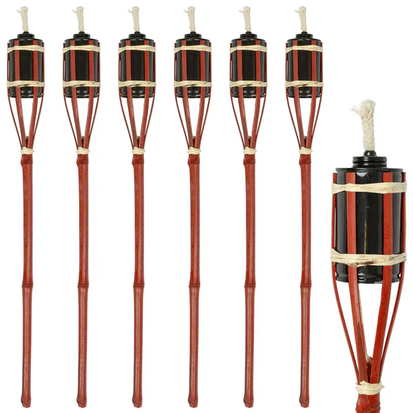 Harbour Housewares Bamboo Garden Fire Torches - 60cm - Pack of Six - Red